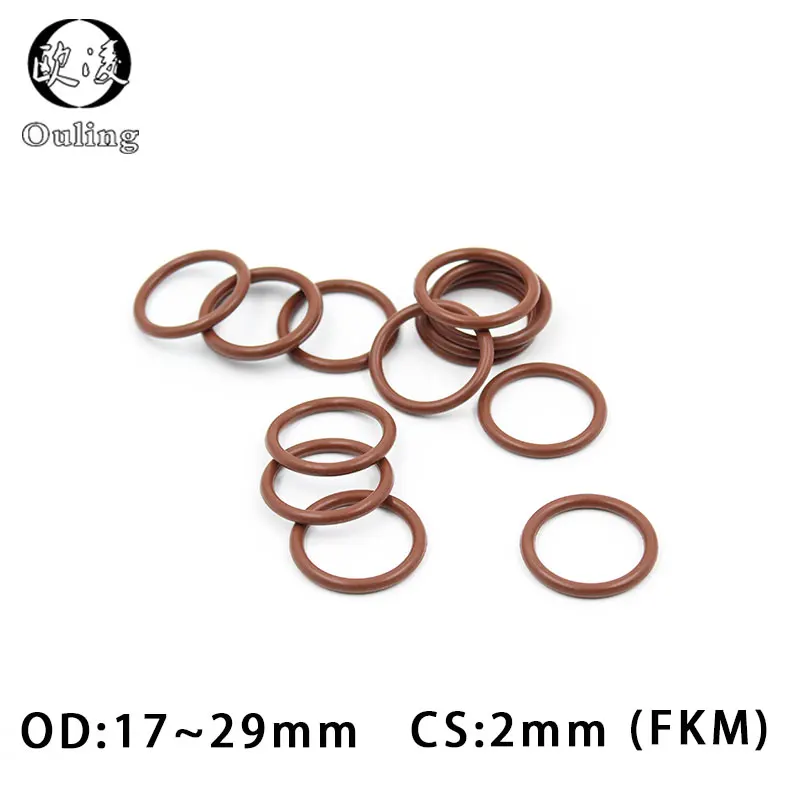 

3PC/lot Fluorine rubber Ring Brown FKM O ring Seal OD17/18/19/20/21/22/23/24/25/26/27/28/29*2mm Rubber O-Ring Seal Gaskets