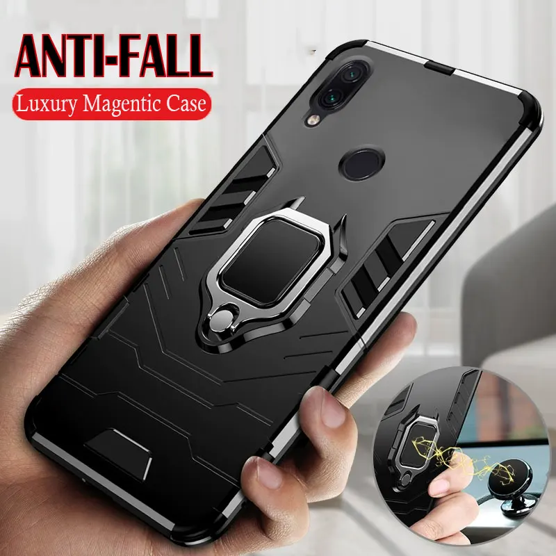 Luxury Armor Shockproof Magentic Silicone Case For Xiaomi Redmi 7 Note 7 5 6 K20 Pro Phone Case For Redmi 6 7a Car Ring Cover