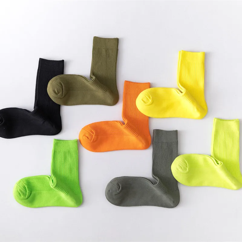 PEONFLY Harajuku Style Solid calzini da uomo fluorescenza colore Hip Hop Skateboard calzini felici moda Calcetines Hombre