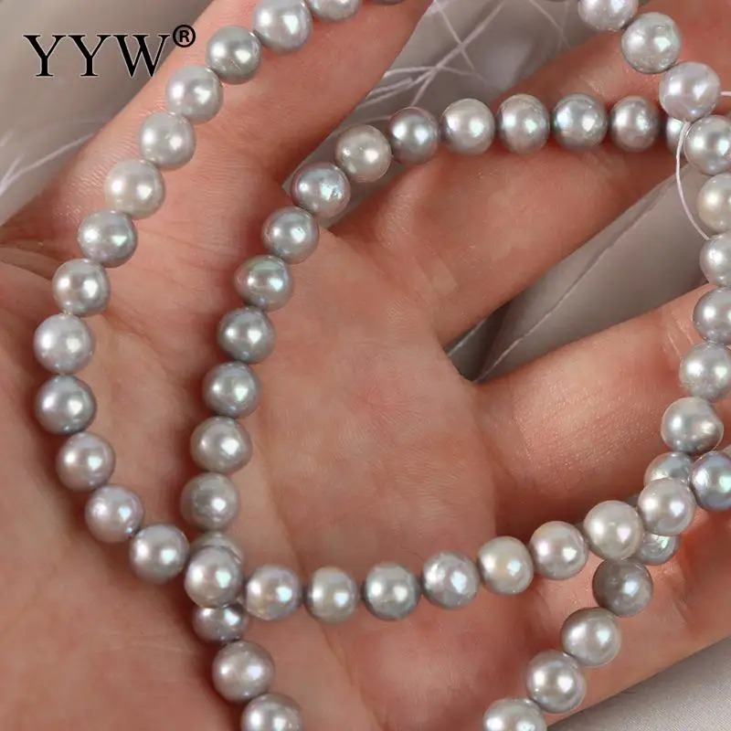 Natural Freshwater Pearl 6mm Gray Baroque Loose Perles Beads For Diy Craft Bracelet Necklace Jewelry Making Accessories Material