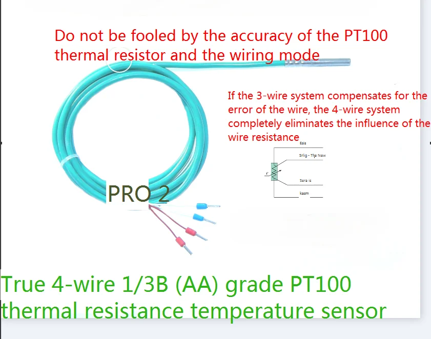 

Thermal resistance PT100 temperature sensor probe 1/3B class AA class four wire system high precision