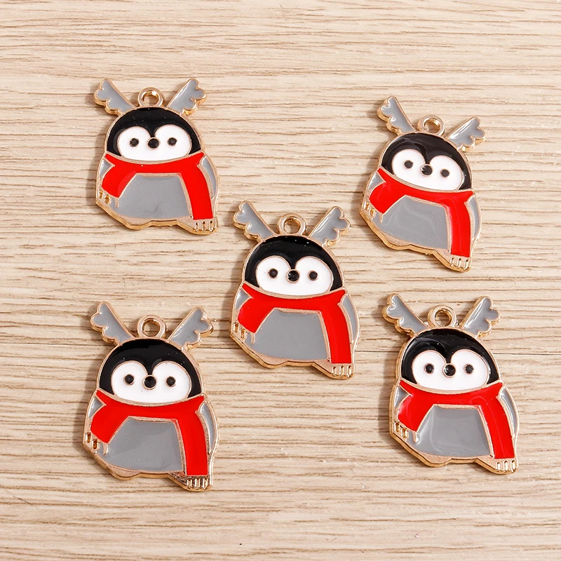 10 Stück Emaille Charms Weihnachten Charms für Schmuckherstellung Tier Hirsch Weihnachtsmann Baum Glocke Charms Anhänger für DIY Halsketten Geschenk – Detail 5