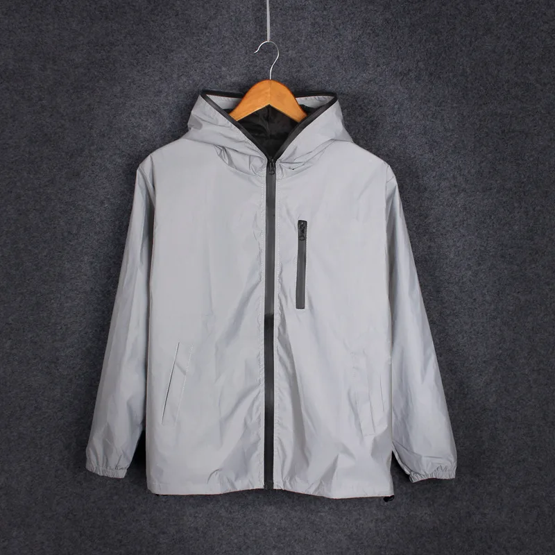 Reflective Jacket 3M Men\'s Waterproof Cycling Motorcycle Night Safe Hoodie Trench Coat Men