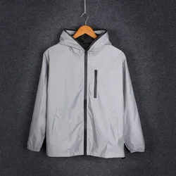 Reflective Jacket 3M Men's Waterproof Cycling Motorcycle Night Safe Hoodie Trench Coat Men