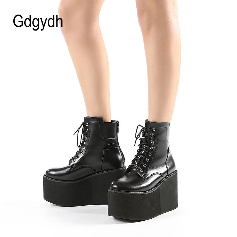 Gdgydh Big Size 43 Platform High Heels Cosplay Fashionable Autumn Ankle Boots Platform Women Wedges Heel Model Catwalk 2021 New