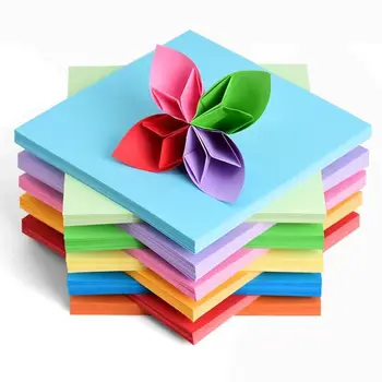 100 adet kare Origami kağıt çift taraflı düz renk katlanır kağıt renkli çocuklar el yapımı DIY Scrapbooking Craft dekor