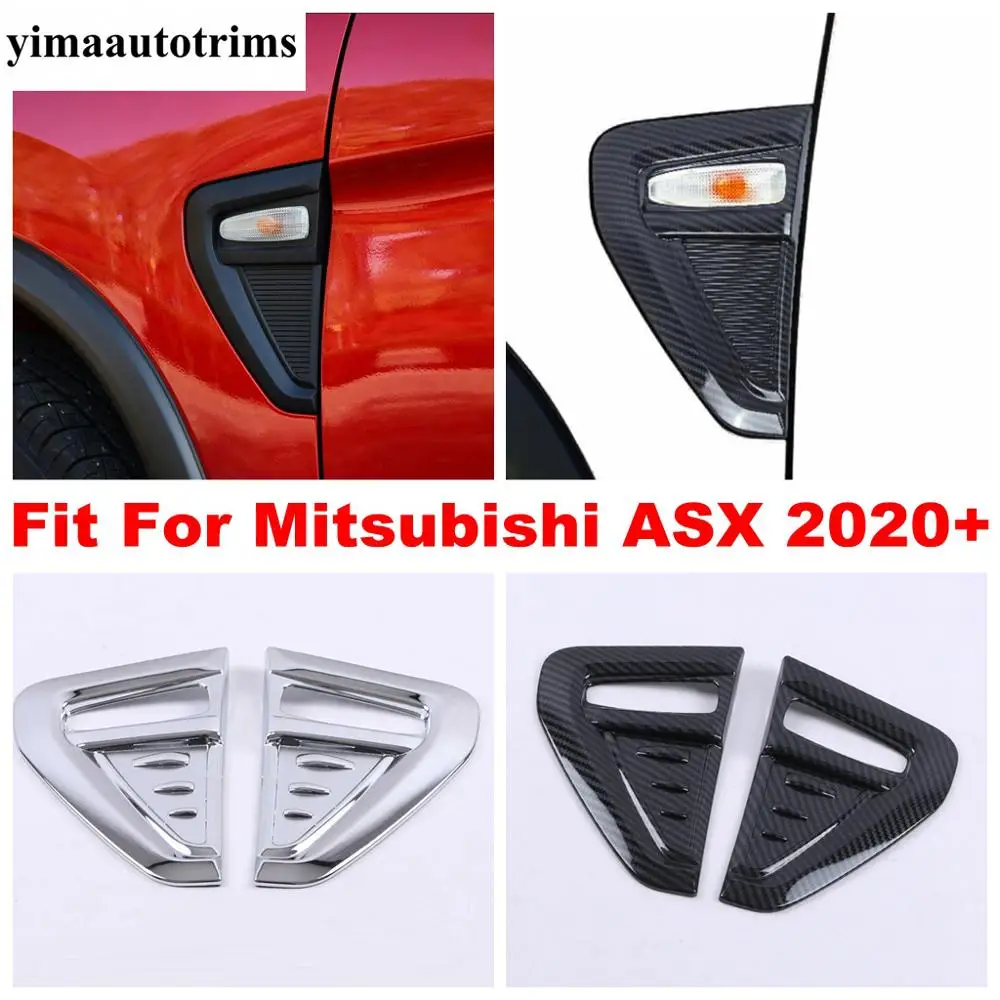 

Car Body AC Air Flow Vent Fender Cover Kit Trim For Mitsubishi ASX 2020 2021 ABS Chrome / Carbon Fiber Look Exterior Accessories