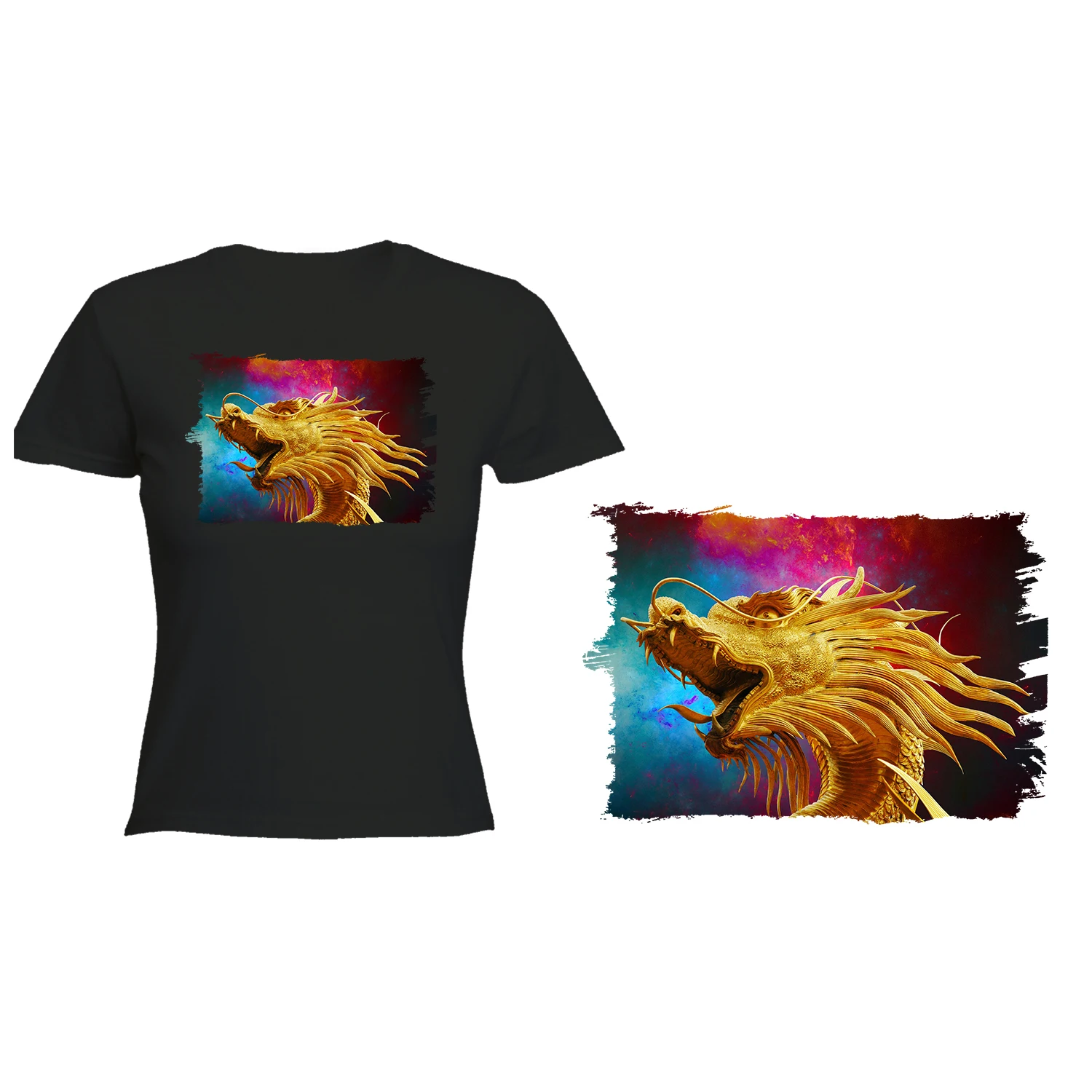 WOMENS BLACK T-SHIRT CHINESE DRAGON t-shirt