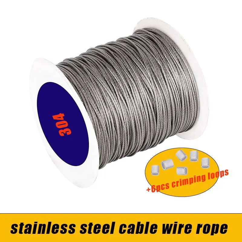 0.5mm-4mm, 10-100m stainless steel cable rope, wire rope, soft fishing clothes line, lifting antirust sling