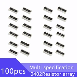 100pcs 0402*4 8P4R 2*4P SMD Network Resistor Array 0 4.7 5.1 10 22 33 47 49.9 51 100 220 1K 2K 3.3K 10K 100K 220K 470K Ohm 0R~1M