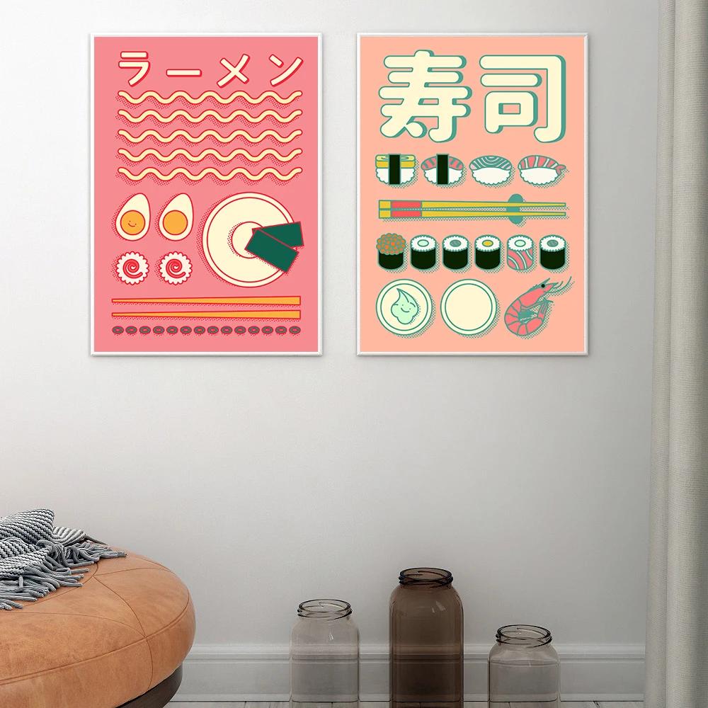 Japanese Food Sushi Posters Modern Restaurant Dining Hall Decoration Ramen Soup Canvas Prints Wall Mural Pictures Home Decor