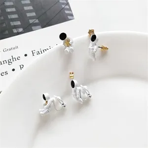Brincos Astronautas Brancos para Mulheres, Pentagrama Assimétrico, Cosmonauta, Brinco Pequeno, Criativo, Personalidade, Jóias de Festa para Meninas 10 principais vendas brincos astronauta - №10