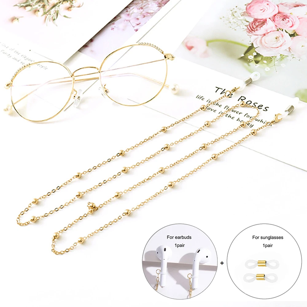 Anti-Lost Chains For AirPods Gold chain Pendant Necklace Chain For glasses Cubic Zirconia Bluetooth Earphone Accessories Jewelry