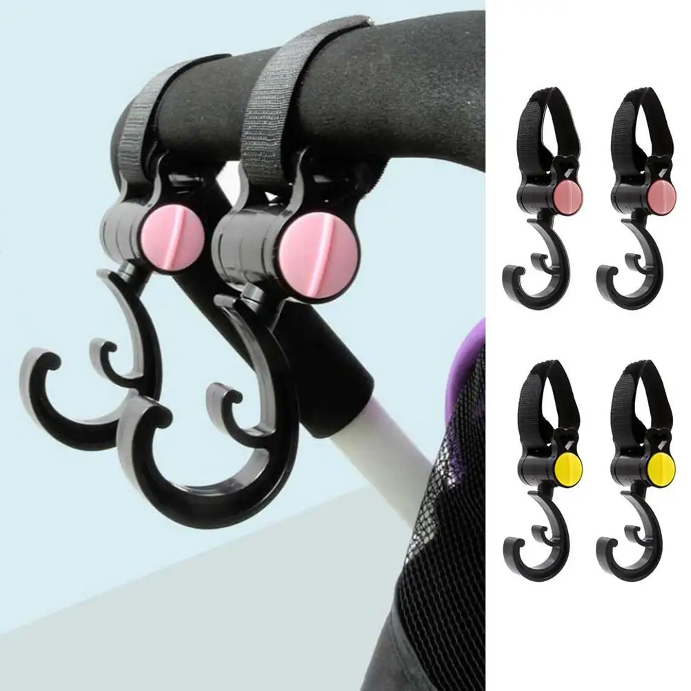 2pcs Baby Hanger Baby Bag Stroller Hooks Pram Rotate 360 Degree Baby Car Seat Accessories Stroller Organizer Double Hook Hooks