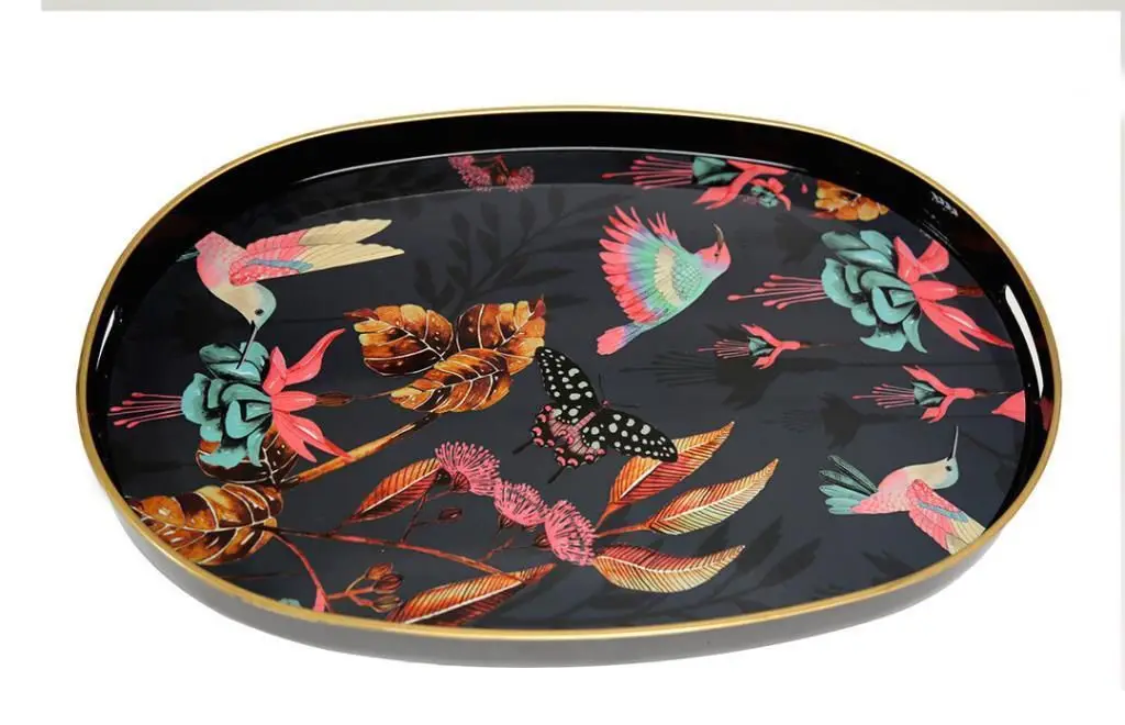 DOLBOVI Star Decor Oval Bird Pattern tray 50x34 cm tray поднос plateau de service