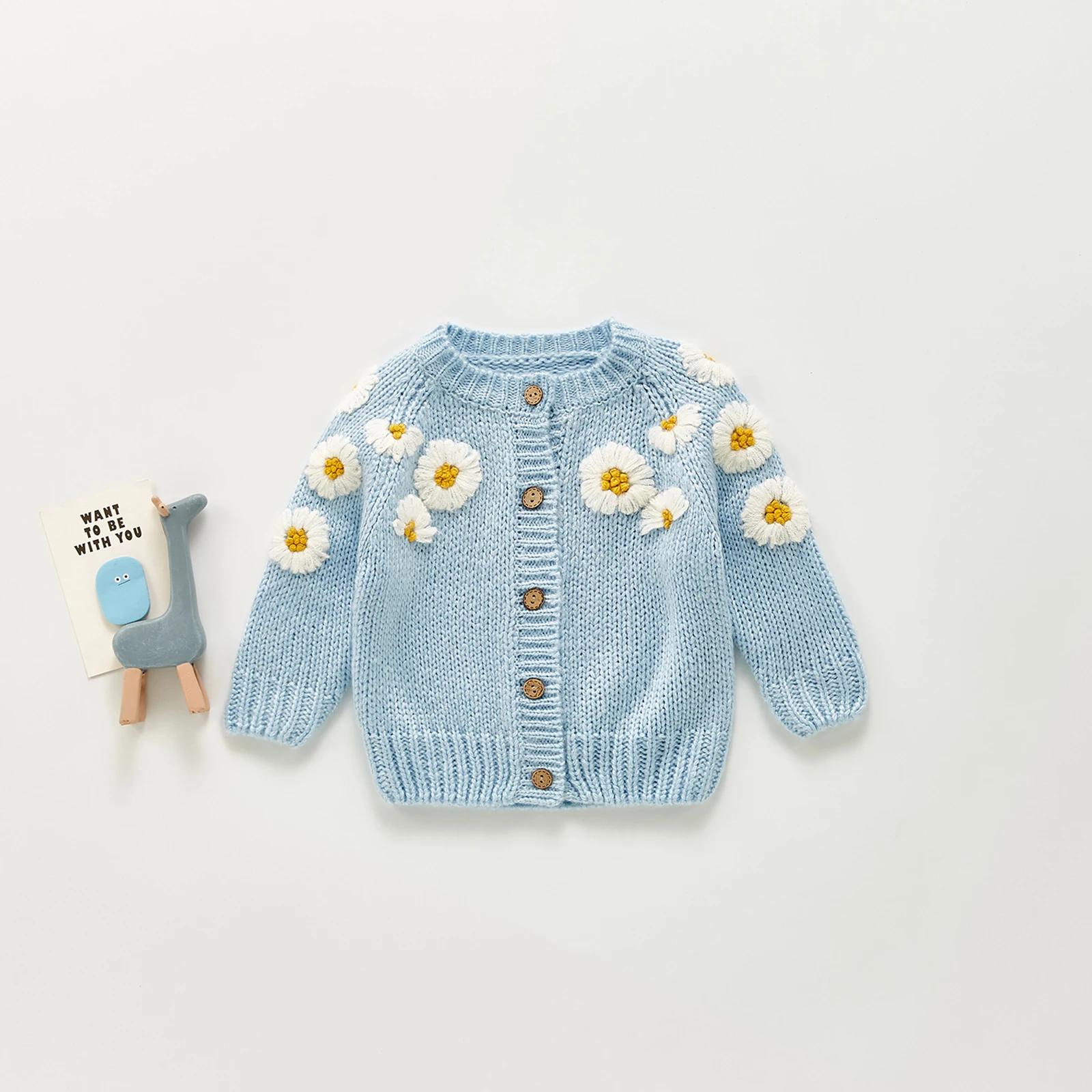 Lioraitiin 0-24M Newborn Infant Baby Girl Casual Cute Sweaters Long Sleeve O-Neck Floral Printed Knitting Top 2Colors