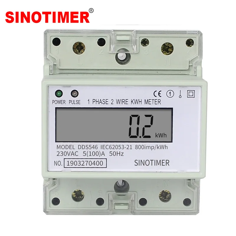 LCD Digital Single Phase AC 220V 230V 100A kWh Meter Energy Electricity Power Consumption Wattmeter Monitors Household Din Rail