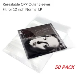 25/50PCS 12in Resealable Vinyl Record Outer Sleeves LP Sticky Pocket Protecter Bag for 12'' Single LP/Part 2LP Vinyl Record HOT