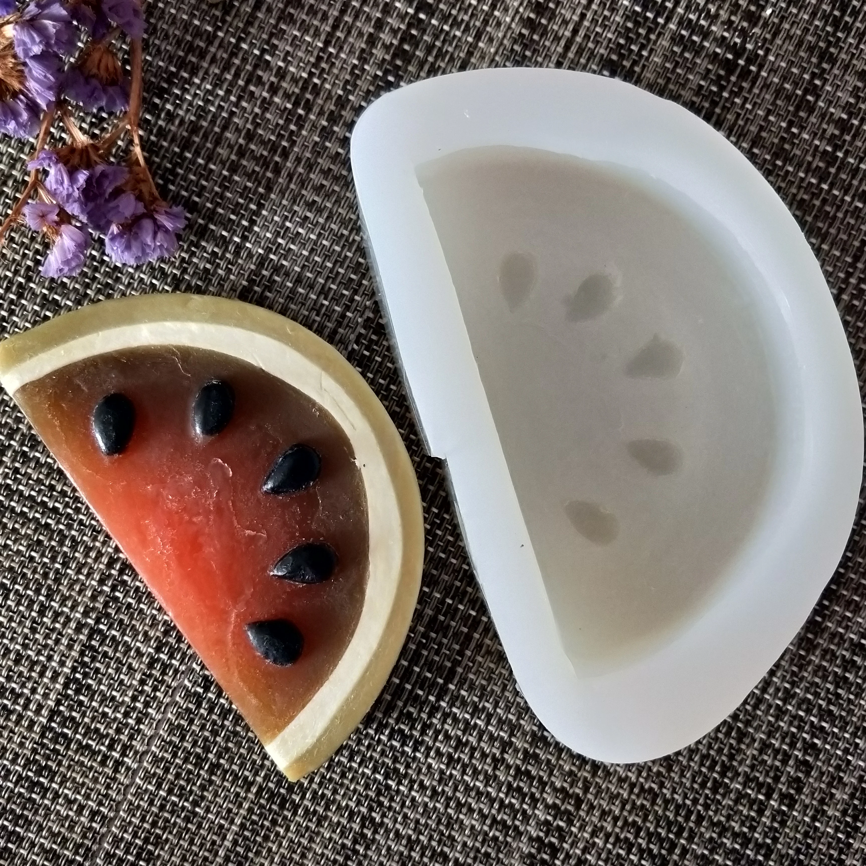 Watermelon with Seeds Silicone Fruit Mold DIY fondant Mold Handmade Soap Making Candle Silicone Mold Resin Clay Mold