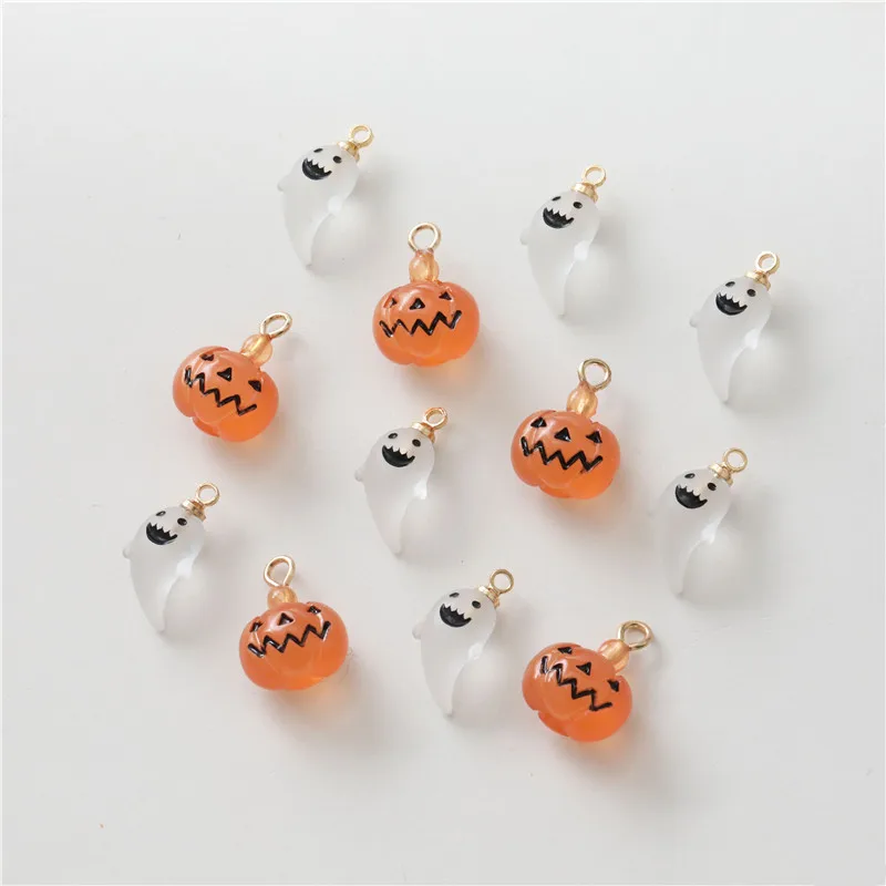 

Halloween style 30pcs/lot cartoon Ghost pumpkin shape resin charms diy jewelry earring/garment pendant accessory