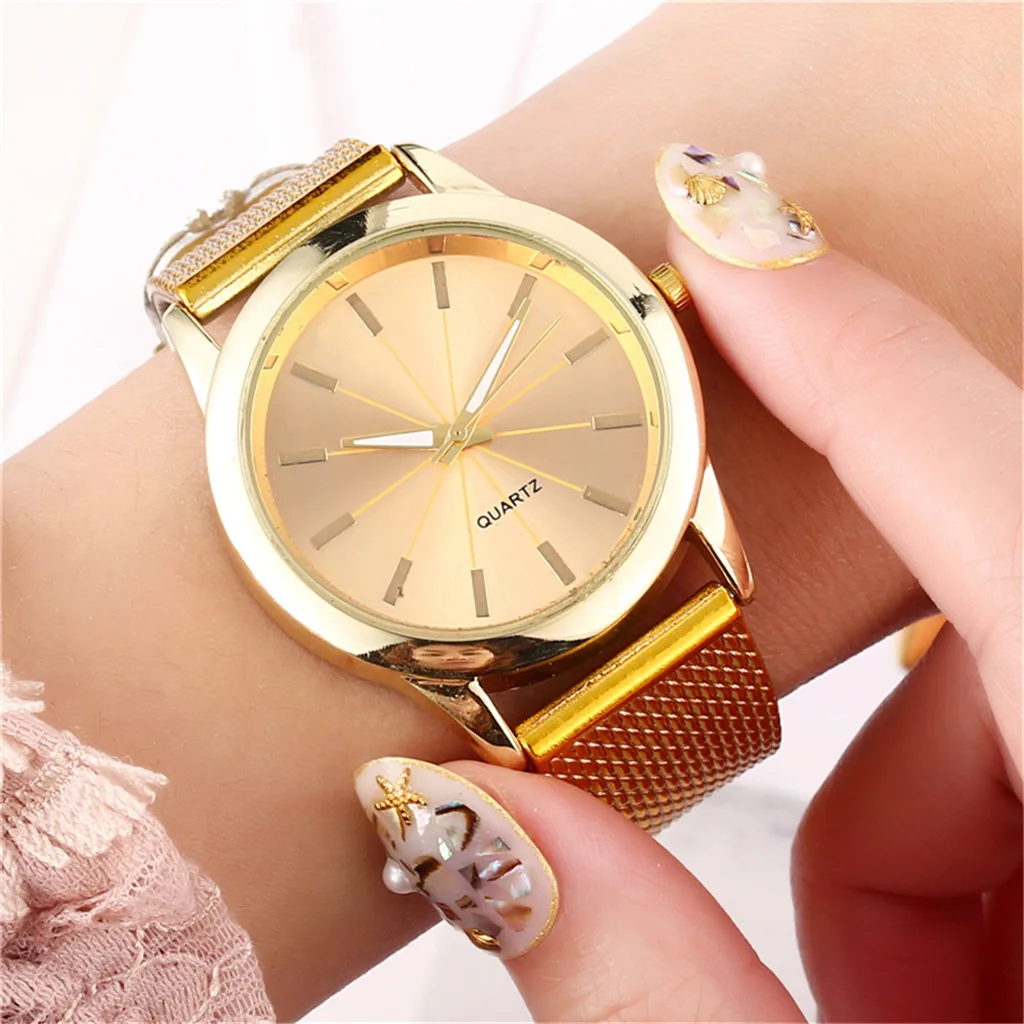 Womens Watch Gold Black Watch Magnetic Stainless Steel Mesh Band Luxury Quartz Wristwatch Diamond Wristwatches Relogio Feminino