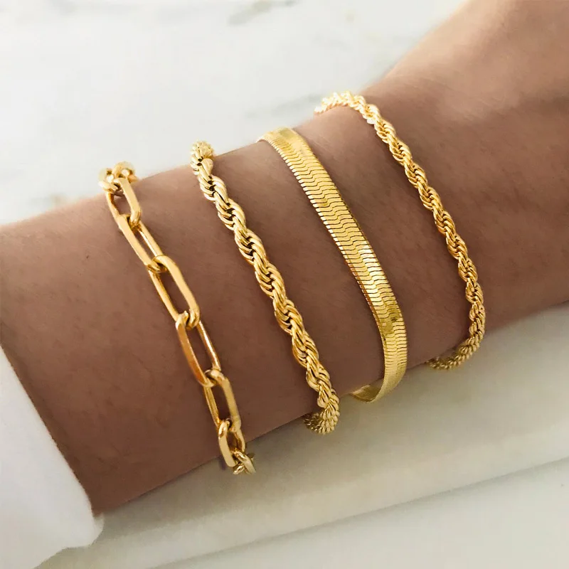 

Twist Rope Chain Bracelet for Women Stainless Steel Bracelets Female Wrist Adjustable Length Party Layering Jewelry