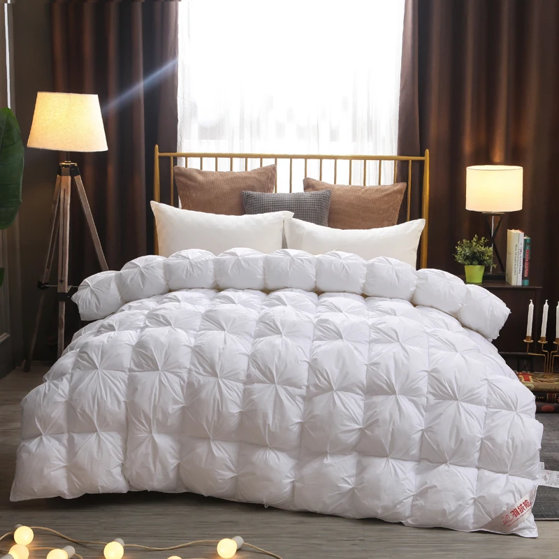 

95% White Goose Down Filler 3D Bread Duvet/Quilt/Comforter Bedding Winter Luxury Blankets 100% Cotton