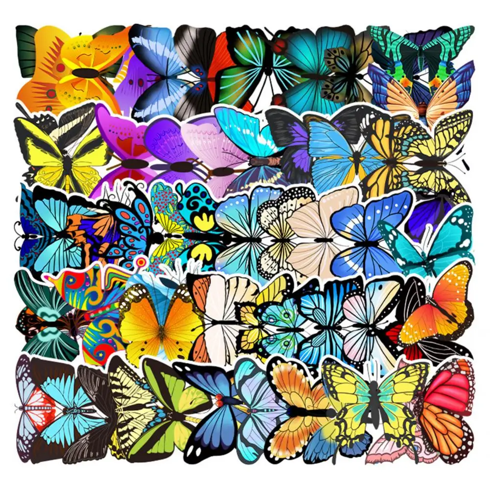 1 Set Stiker Alat Tulis Tahan Lama Tidak Ada Residu Stiker Koper Pelindung Matahari Pola Kupu-kupu Stiker