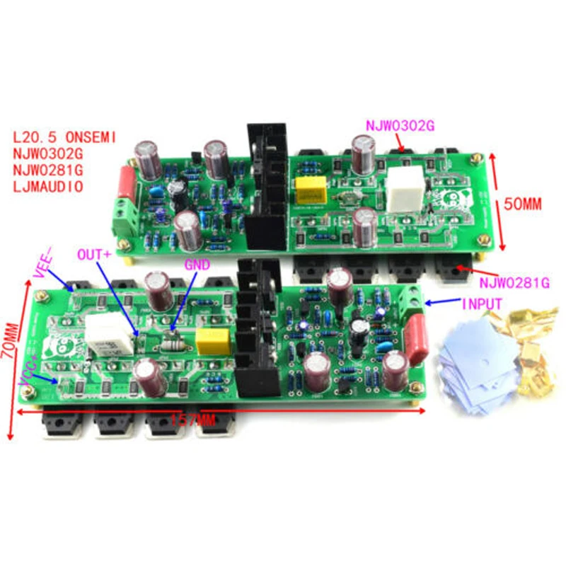 

1Pair Combined L20.5 ONSEMI NJW0302G NJW0281G Power Amplifier Board 200W 8R AM