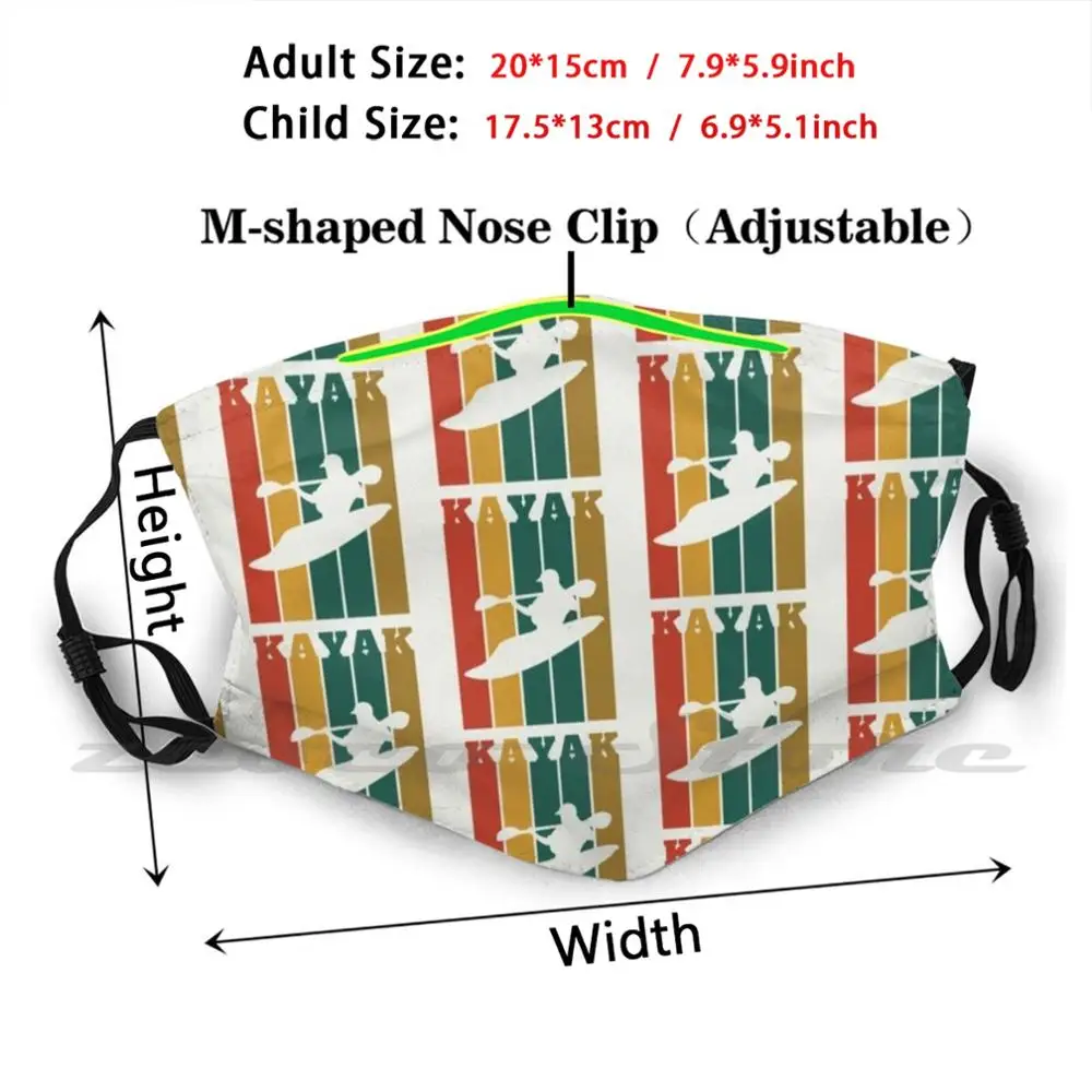 Whitewater Kayak Kayaking Vertical Stripes Custom Pattern Washable Filter Pm2.5 Adult Kids Mask Kayaking Kayaker River Kayak