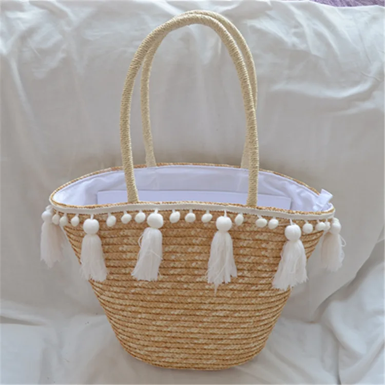 2021 Fashion New tassel Handbag High quality Straw bag Women beach woven bag Tote fringed beach woven Shoulder Travel bag