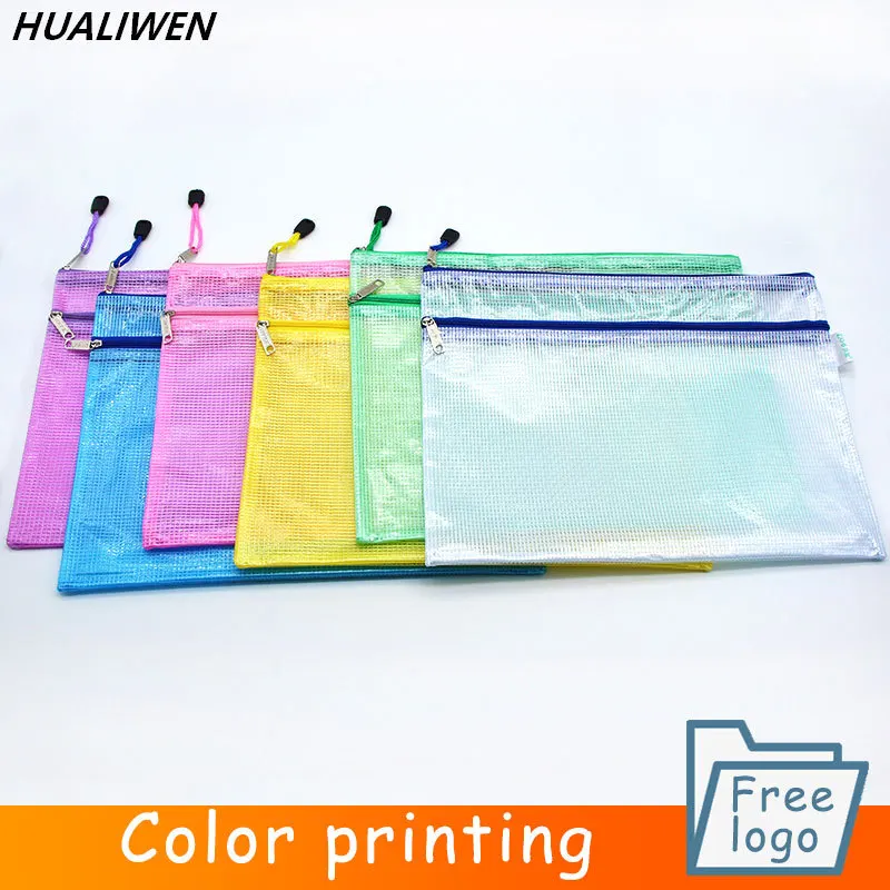 A4 Transparent File Storage Bag Double-layer Pencil Case PVC Waterproof Zipper File Bag File Storage Office Stationery