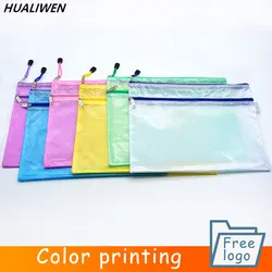 Sac de rangement de fichiers transparent, porte-crayon double couche, sac de fichiers étanche en PVC, stockage de fichiers, papeterie de bureau, A4