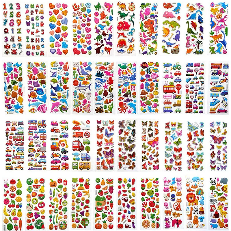 12pcs/pack Randomly cartoon stickers for kids kawaii 3D puffy bubble stickers boys girls gift