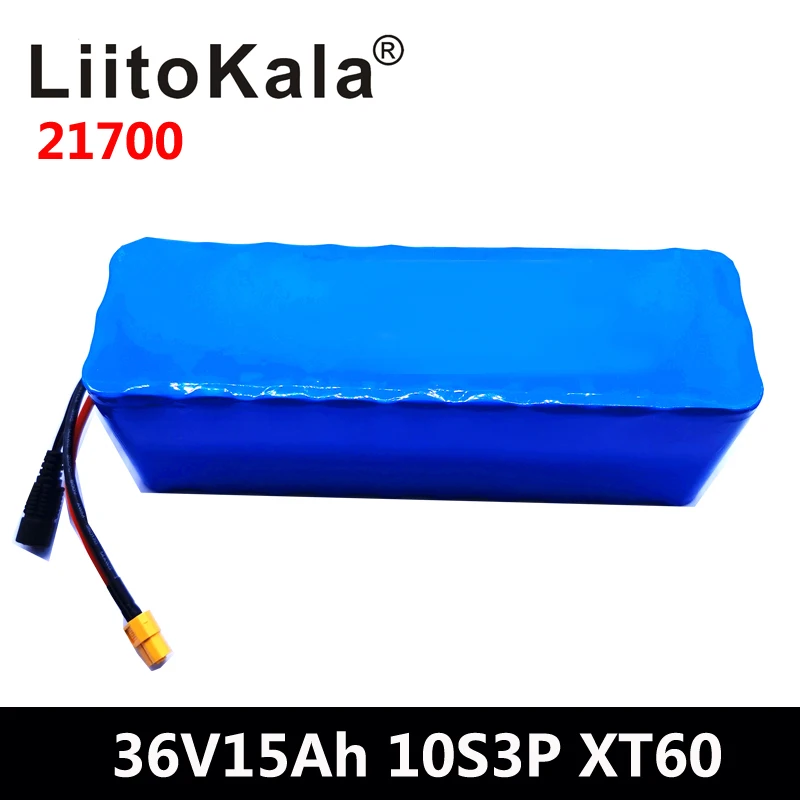 Imagem -02 - Liitokala-bloco da Bateria do Poder Superior para a Bicicleta Elétrica Ebike Bms Xt60 36v 15ah 21700 5000mah 10s3p 500w 42v 15000mah