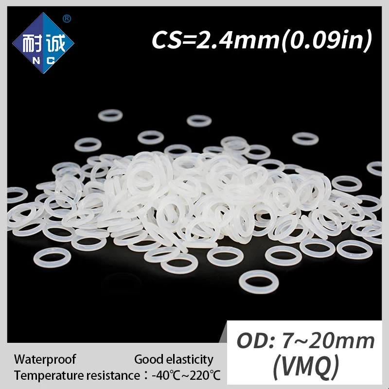 

5PCS/lot Silicone rubber oring VMQ CS 2.4mm OD7/8/9/10/11/12/13/14/15/16/17/18/19/20mm O Ring Gasket Silicone O-ring waterproof