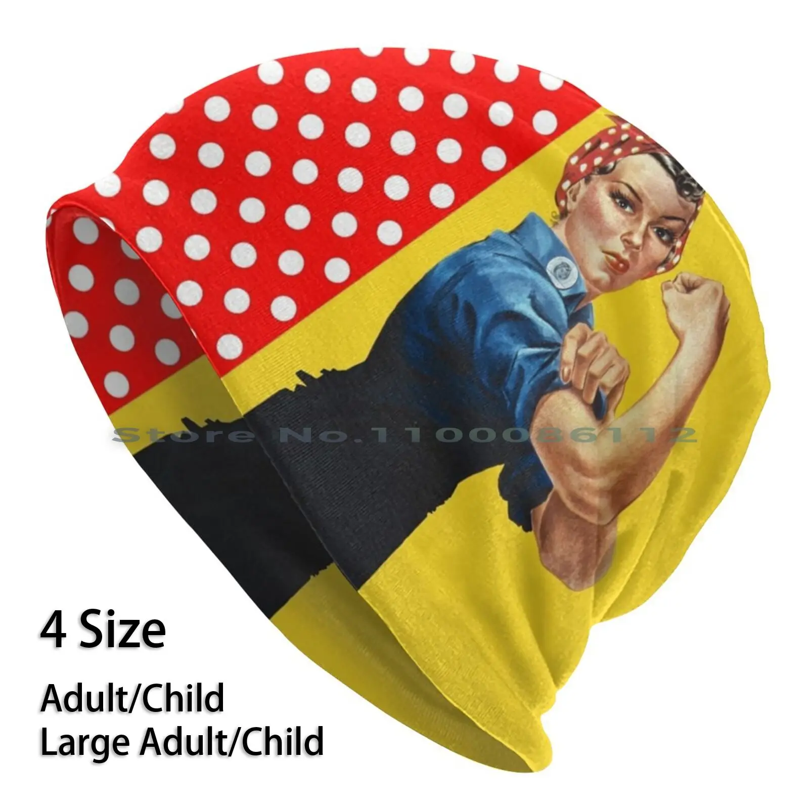 Rosie And Polka Dots Beanies Knit Hat Rosie The Riveter We Can Do It Rosie The Riviter Costume Party Yellow Polka Dots Rosie