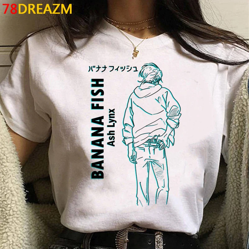 バナナ魚tシャツ男性フォローカジュアル白tシャツグラフィックtシャツ2021 tシャツトップtシャツ原宿かわいい