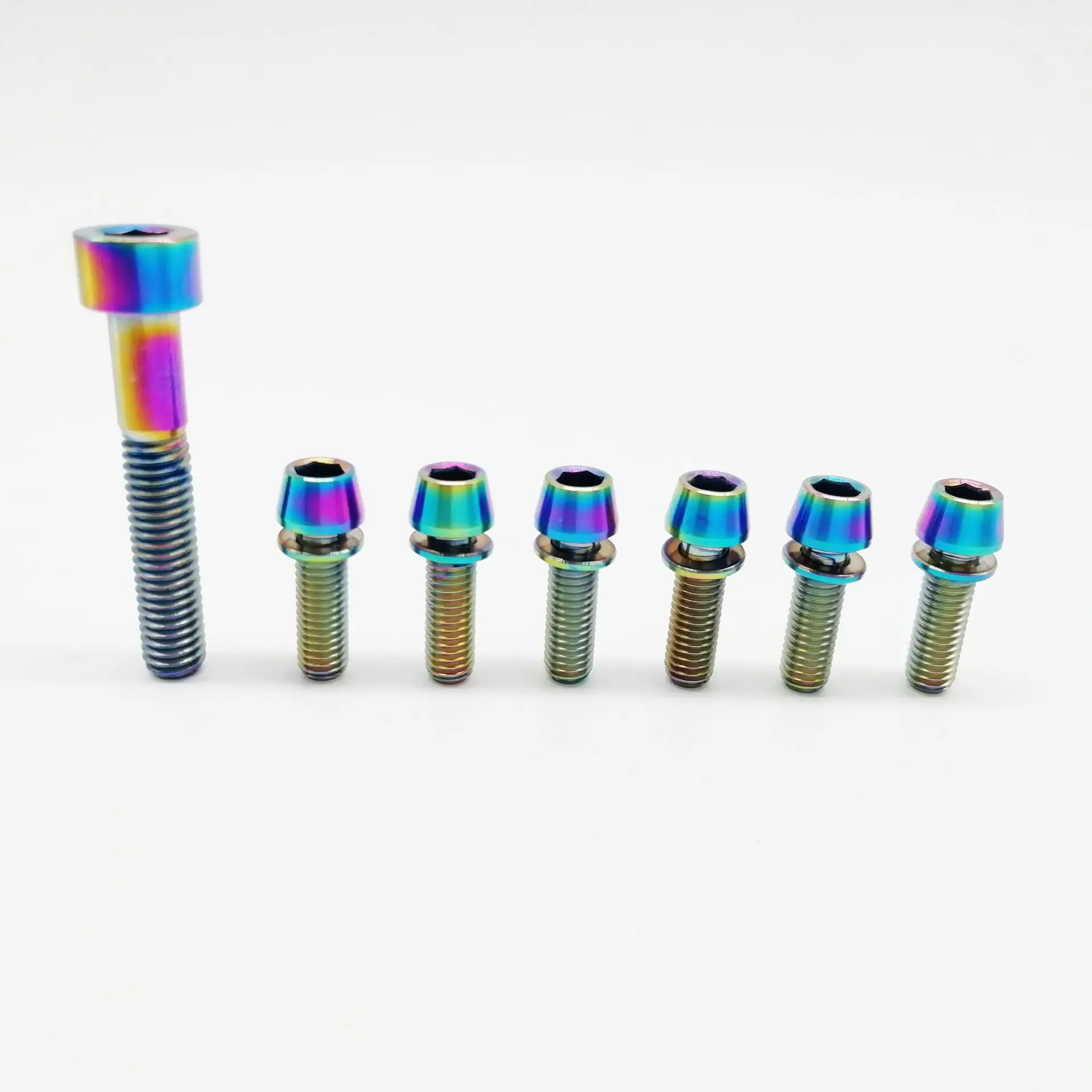 Titanium / Ti Bolts For Stem & Headset - 7 pcs (6pcs M5 x 16mm & 1pc M6 x 35mm) Gold Rainbow Black