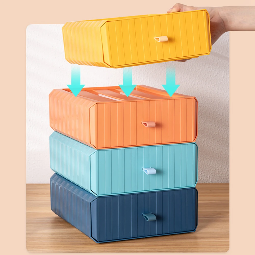 Desktop Drawer Storage Box Stackable Simple Office Drawer Stationery Finishing Multi-layer Makeup Organizer Display Case