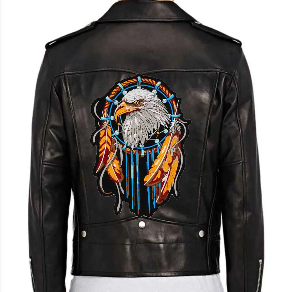 Large Indian Eagle Embroidery Motorcycle Biker Patch for Clothing Hat Bags Iron on Backing