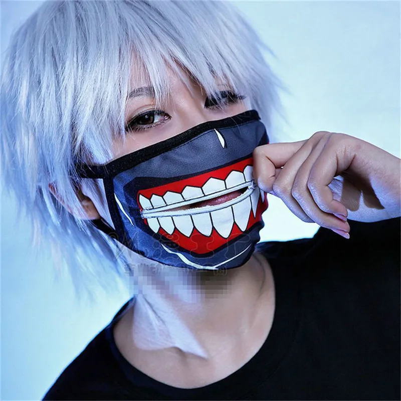 Nowi dorośli Halloween cosplay Kaneki Ken maski na twarz zamek błyskawiczny jazda na rowerze ochrona przed kurzem Anime Tokyo Ghoul na imprezę Cosplay maska