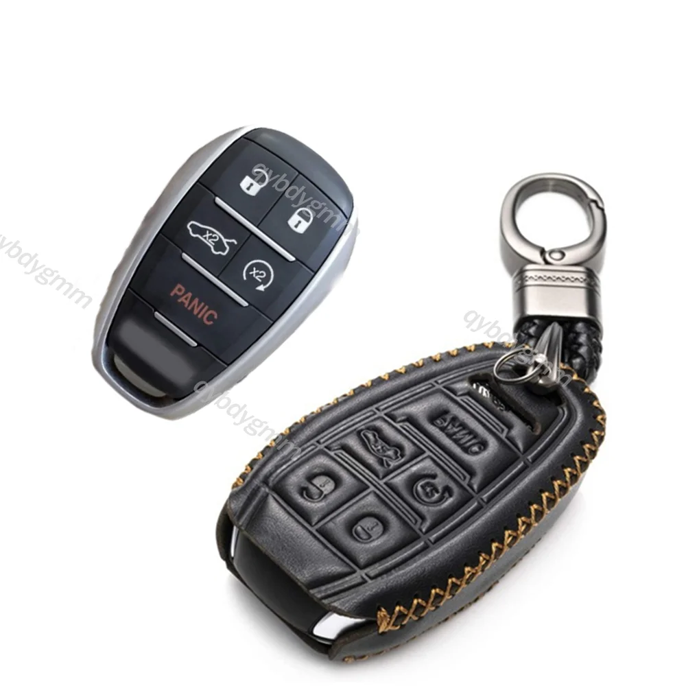 Leather Remote Start Car Key Fob Cover Case Keychain Protector Holder Auto Accessories Shell For Alfa Romeo Giulia Stelvio