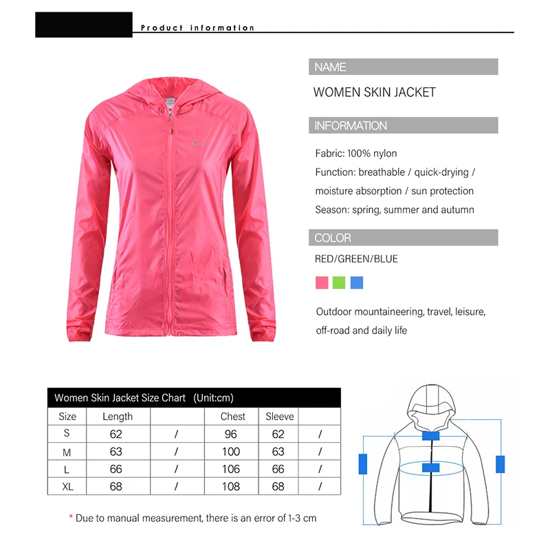 Outdoor Women Quick Dry Sportswear Anti-UV Waterproof Ultralight Thin Nylon Skin Windbreaker Running Hiking Cycling Jacket S-XL