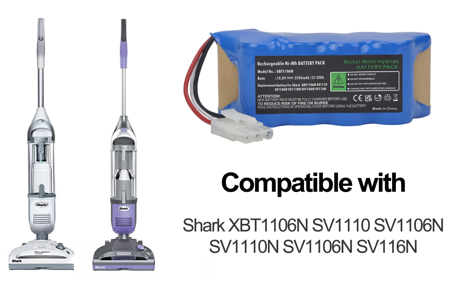 10.8V 3500mAh Battery Compatible with Shark XBT1106N SV1110 SV1106N SV1110N SV11O6N SV116N Cordless Stick Vacuum