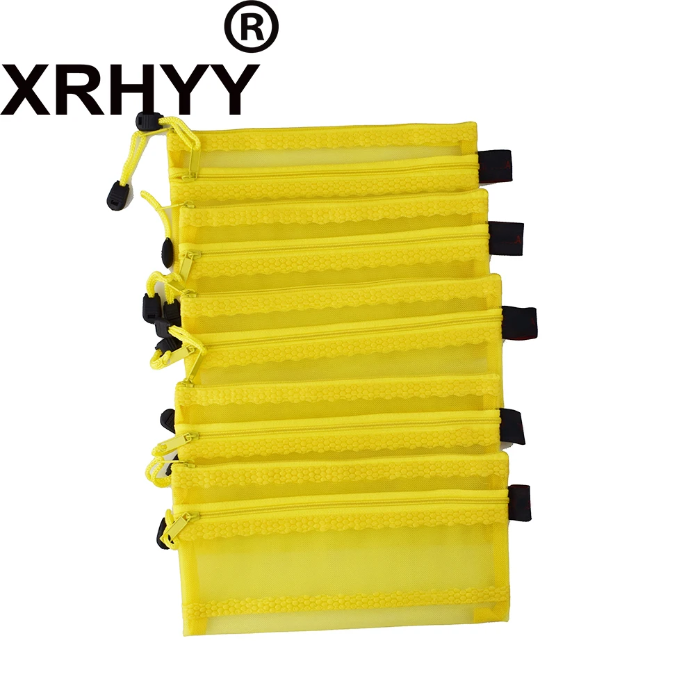 5 Pack A6 Zip Files Bags Double Layer Zipper Pen Holder Storage Pouch Paper Document Folder Bags School Office Supplies-Yellow