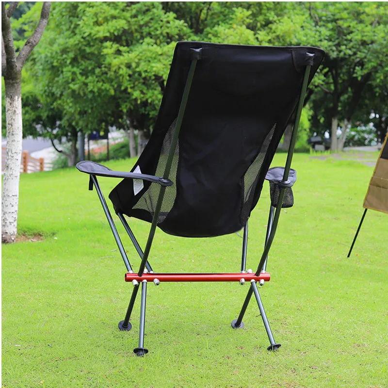 Portable Folding Armchair Ultralight Outdoor Folding Camping Chair With Armrests Aluminum Alloy Fishing Chair Picnic Beach Chair