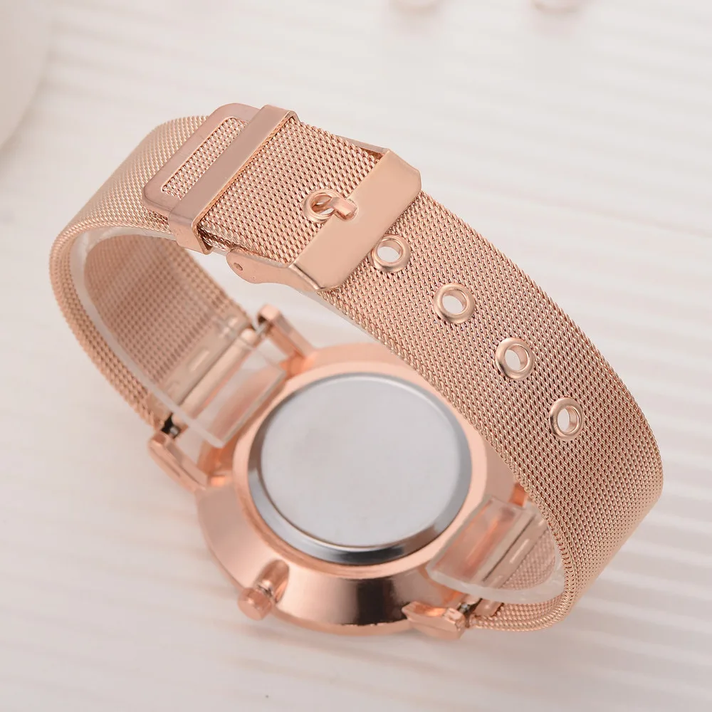 Reloj de pulsera de acero de oro rosa a la moda para Mujer, Reloj de cuarzo para Mujer, relojes de lujo para Mujer y Hombre