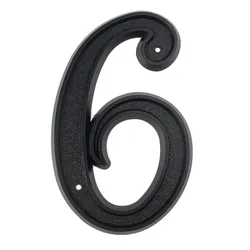 139mm Big 3D House Number Door Home Address Numbers for House Number Digital Door Outdoor Sign 5.5 Inch. #6 Black ABS Plastic