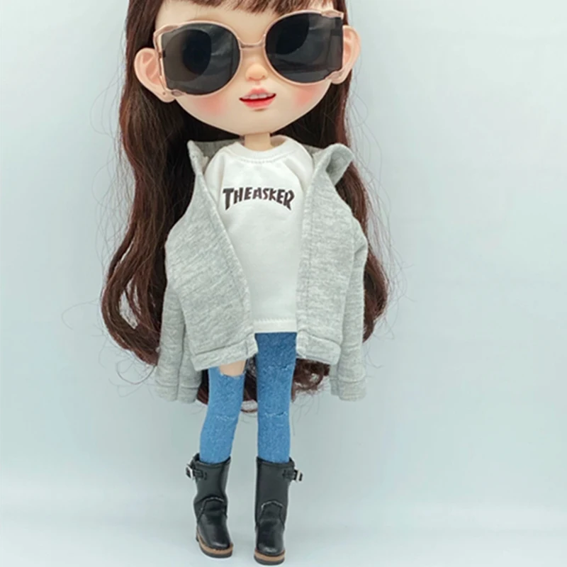 Vendita calda Blythe vestiti cappotto grigio o bianco T adatto per barbie, Blyth, OB24, Azone, 1/6 accessori per bambole